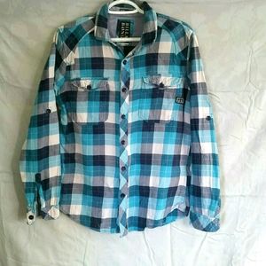 Billabong Button Up Blue Plaid Shirt